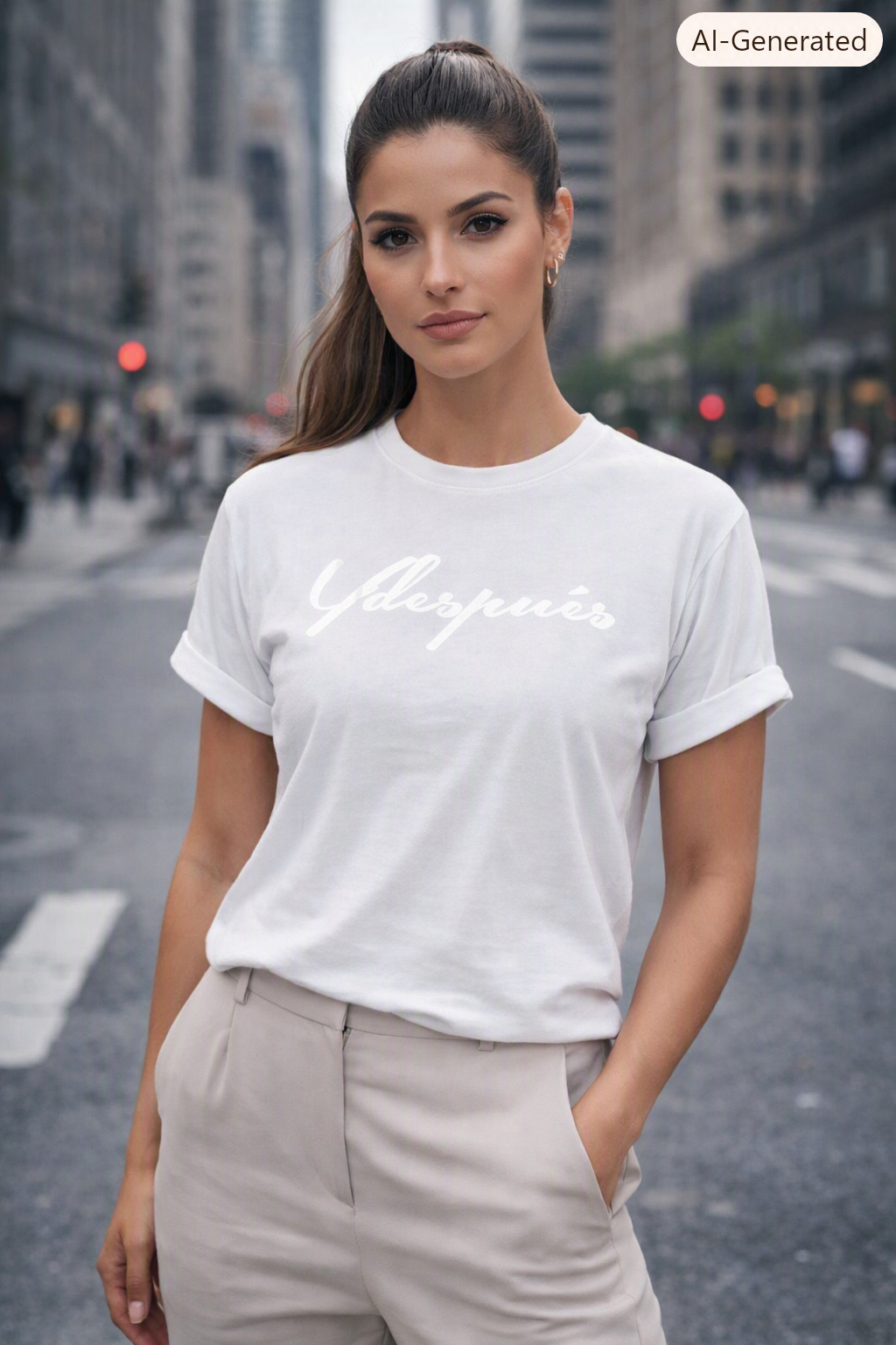Ydespués Signature - Женска тениска. Бяла/Черна